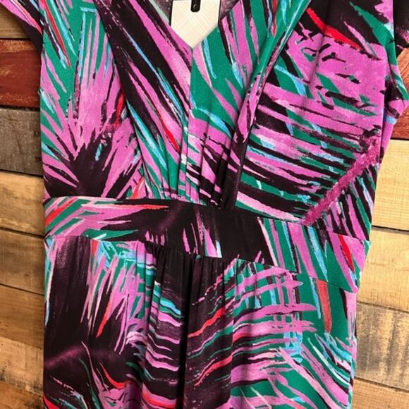 Dana Buchman‎ Purple Abstract Cap Sleeve Maxi Dress Size Medium - Picture 3 of 14